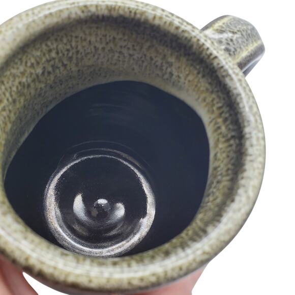 Verena Street Coffee Mug 14oz Deneen Pottery Black Beige Green Drip Glaze Cup - Picture 9 of 10